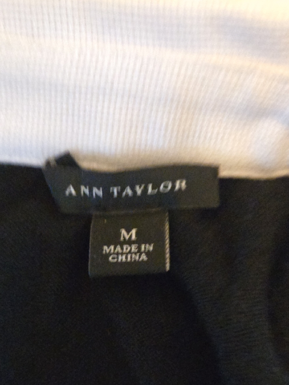 Ann Taylor Black Crewneck Sweater with White Pointed Collar - Picture 7 of 7